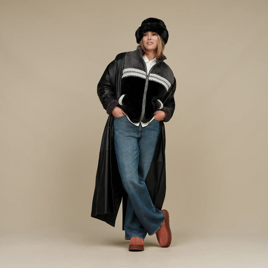 marlene sherpa-jas met erfgoedvlechtwerk